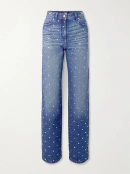 Versace | Crystal-embellished Mid-rise Straight-leg Jeans