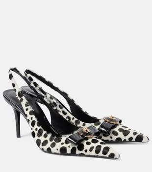 Versace | Gianni Ribbon 85 calf hair slingback pumps