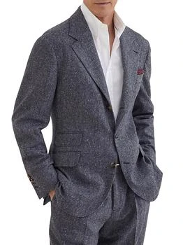 Brunello Cucinelli | Wool and Cashmere Flecked Chevron Deconstructed Cavallo Blazer