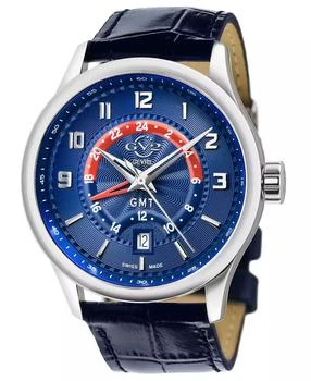 Gevril | Men's Giromondo Swiss Quartz Blue Leather Strap Watch 42mm
