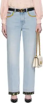 Valentino | Blue Embroidered Denim Jeans