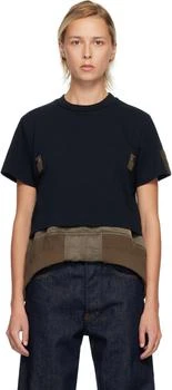 Sacai | Navy Cotton Jersey & Nylon Twill T-shirt