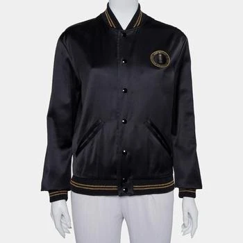 Yves Saint Laurent | Saint Laurent Paris Black Satin Lurex Trim Detail Button Front Jacket L