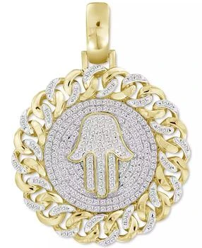 Macy
s | Diamond Hamsa Hand Chain Link Disc Pendant (1/2 ct. t.w.) in 10k Gold