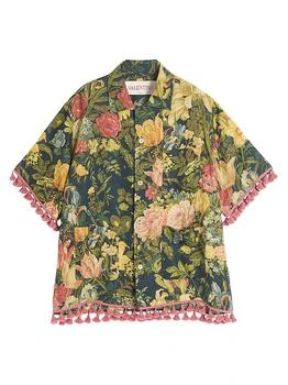 Valentino | Linen Bowling Shirt with Apres L
hiver Print