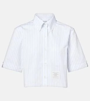 Thom Browne | Pinstriped cropped cotton poplin shirt