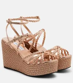 Jimmy Choo | Nyra braided leather espadrille wedges