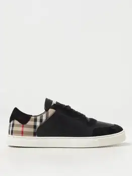 Burberry | Stevie Leather and Check Canvas Sneakers Burberry