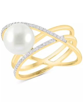 Effy | EFFY® Freshwater Pearl (8-1/2mm) & Diamond (1/10 ct. t.w.) Multirow Crossover Statement Ring