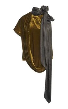 Dries Van Noten | Dries Van Noten Cresta Scarf-Detailed Velvet Top - Moda Operandi