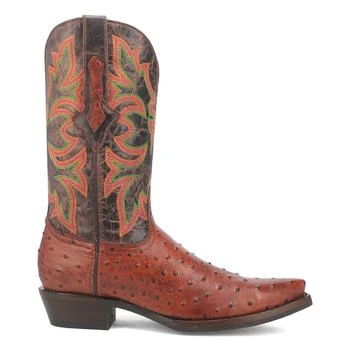 Outlaw Embroidered Ostrich Print Snip Toe Cowboy Boots