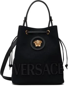 Versace | Black 'La Medusa' Canvas Bucket Bag