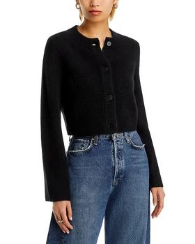 AQUA 100% Cashmere Cropped Wide Sleeve Crewneck Cardigan - Exclusive