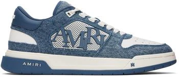 White & Blue Vintage Denim Classic Low Sneakers