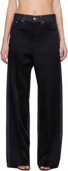 Stella McCartney | Navy & Black Wide-Leg Satin-Panel Jeans