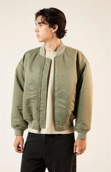 Olive Nylon Bomber Jacket