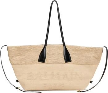 Balmain | Beige Track Raffia Tote