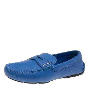 Prada | Prada Blue Leather Slip On Loafers Size 41