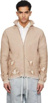 MM6 | Beige Ribbed Knit Jacket