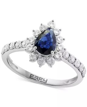 Effy | EFFY® Sapphire Miracle Plate Halo Ring (5/8 ct. t.w.) in 14k White Gold