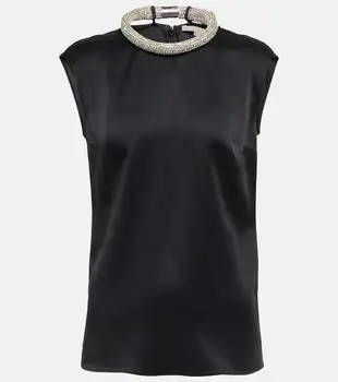 Stella McCartney | Crystal-embellished satin top