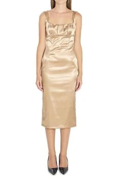 Dolce & Gabbana | Dolce & Gabbana Pleat Detailed Sleeveless Midi Dress