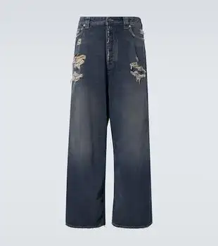 Balenciaga | Distressed mid-rise wide-leg jeans