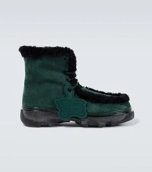 Burberry | Shearling-trimmed suede ankle boots