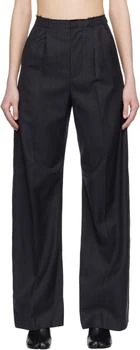 MM6 | Gray Pinstripe Wool Wide-Leg Trousers