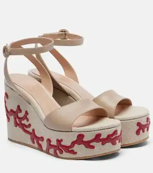 Gianvito Rossi | Malia leather wedge espadrilles