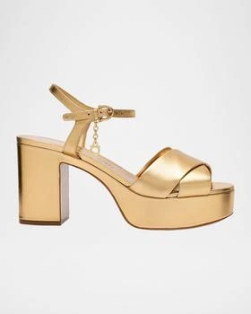 Salvatore Ferragamo | Savia Metallic Leather Platform Sandals