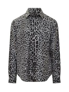 Versace | Versace Leopard-Printed Long-Sleeved Shirt