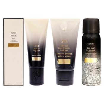 Oribe Gold Lust Dry Shampoo and Repair and Restore Conditioner and Transformative Masque Kit by  for Unisex - 3 Pc Kit 1.3oz Hair Spray, 1.7oz Conditioner, 5oz Mask