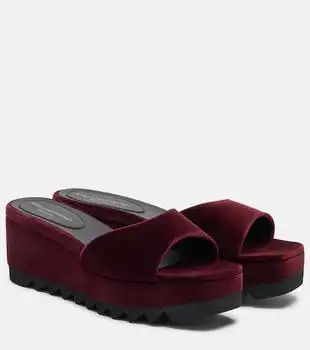 Stella McCartney | Sneak Elyse velvet wedge mules