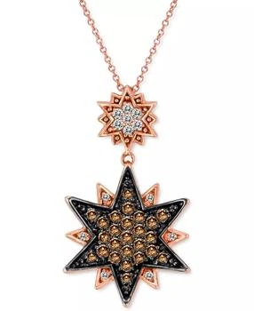 Le Vian | Chocolate Diamond (5/8 ct. t.w.) & Vanilla Diamond (1/6 ct. t.w.) Double Star 18" Pendant Necklace in 14k Rose Gold