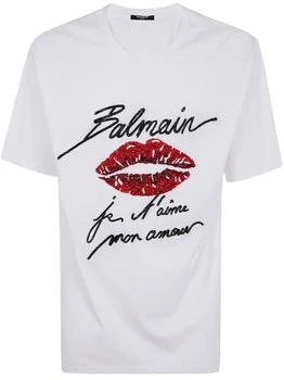 Balmain | Balmain Love Letter And Lips Embroidered T-Shirt