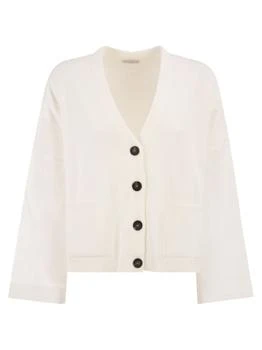Brunello Cucinelli | Brunello Cucinelli Organza Sleeved Ribbed Cardigan