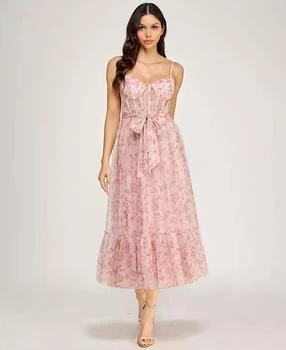 Juniors' Floral Glitter Midi Dress