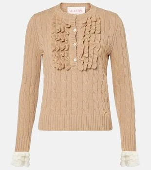 Valentino | Ruffled cable-knit virgin wool sweater