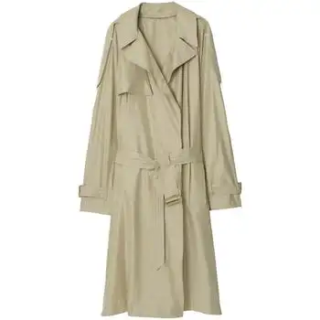 Burberry | Burberry Long Silk Belted Trench Coat, Brand Size 52 ( US Size 42 )