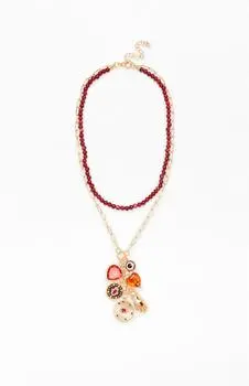 LA Hearts Alice Beaded Charm Layered Necklace