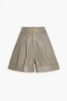 Balmain | Pleated leather shorts