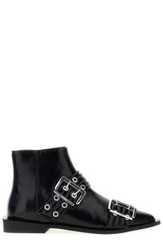 Ganni Eyelet-Detailed Buckle Ankle Boots