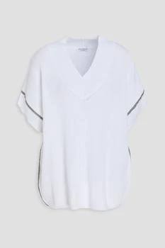 Brunello Cucinelli | Bead-embellished ribbed cotton top