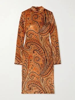 ETRO | Paisley-print Velvet Turtleneck Midi Dress  - IT40