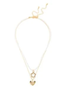 LA Hearts Juno Pearl Heart Layered Necklace