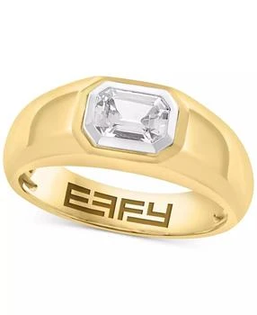 Effy | EFFY® Men's White Sapphire Bezel Ring (1-1/20 ct. t.w.) in Gold-Plated Sterling Silver