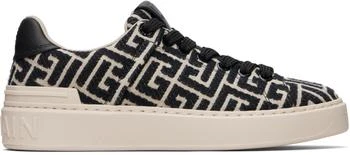 Balmain | Black & Beige Monogram Jacquard B-Court Sneakers