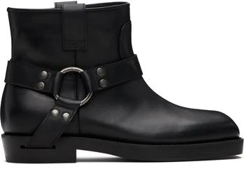 Balmain | Black Calfskin Leather Biker Ankle Boots