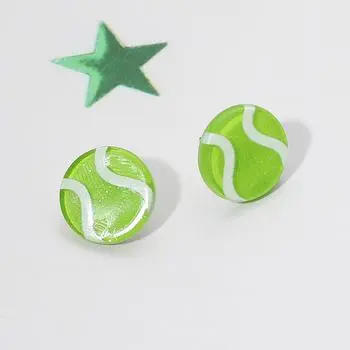 FASHNZFAB Glitter Resin Tennis Ball Stud Earrings